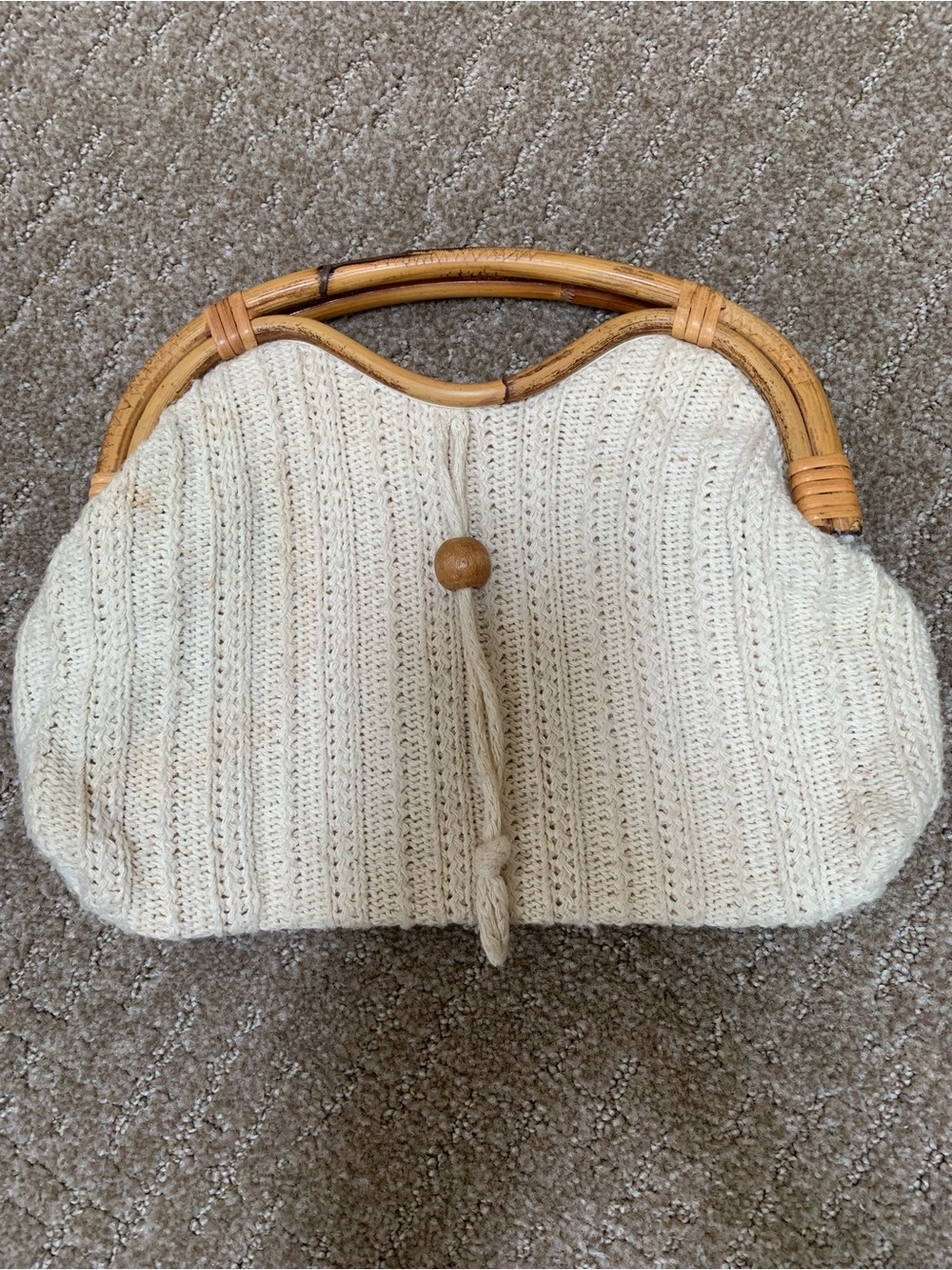Vintage 1960 cream boho handbag